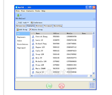 yeastar mypbx cti client contatti contatti interni rubrica